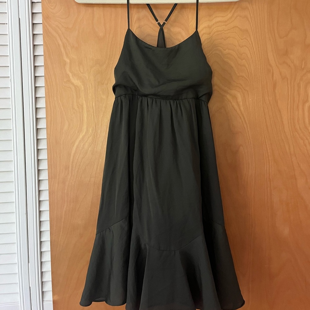 Boutique Hunter Green Mini Sundress with Tassle Tie
